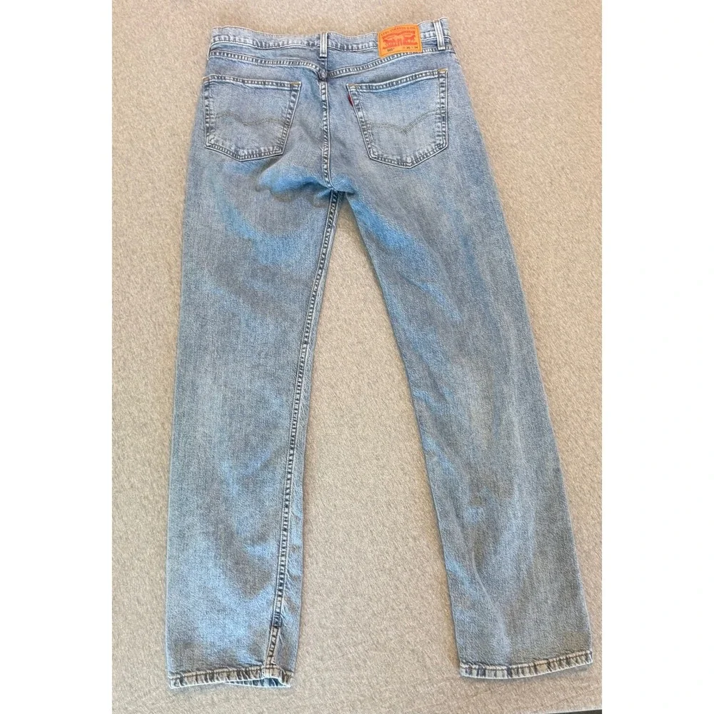 Levis 505 Regular Fit Straight Leg Light Wash Denim Jeans Mens 36x34